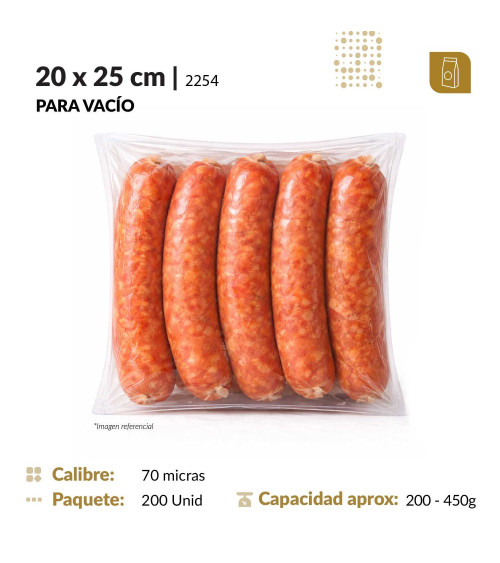 Funda plana 20x25 transparente para empacado al vacio