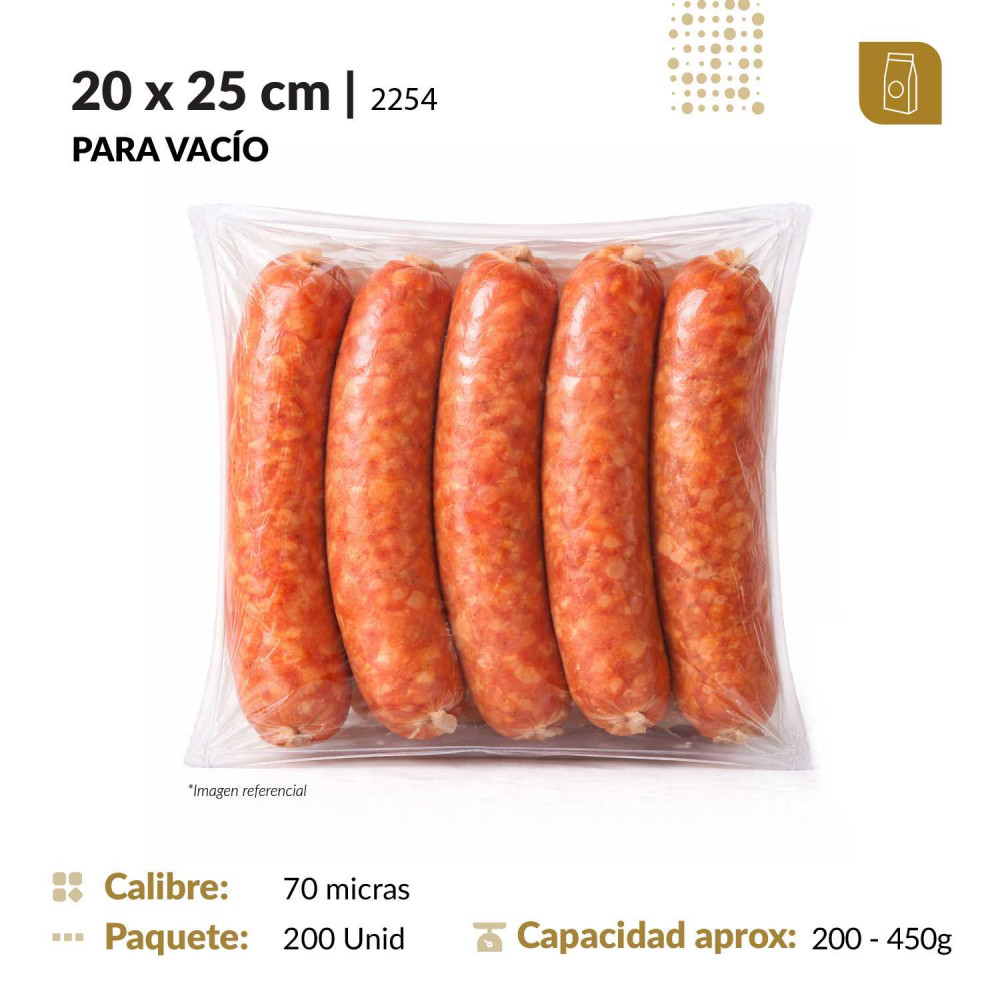 Funda plana 20x25 transparente para empacado al vacio