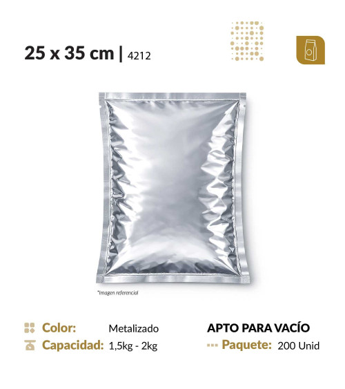 Funda plana 25x35 metalizada de 3 selles