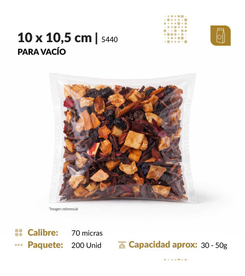 Funda plana 10x10.5 transparente para empacado al vacio