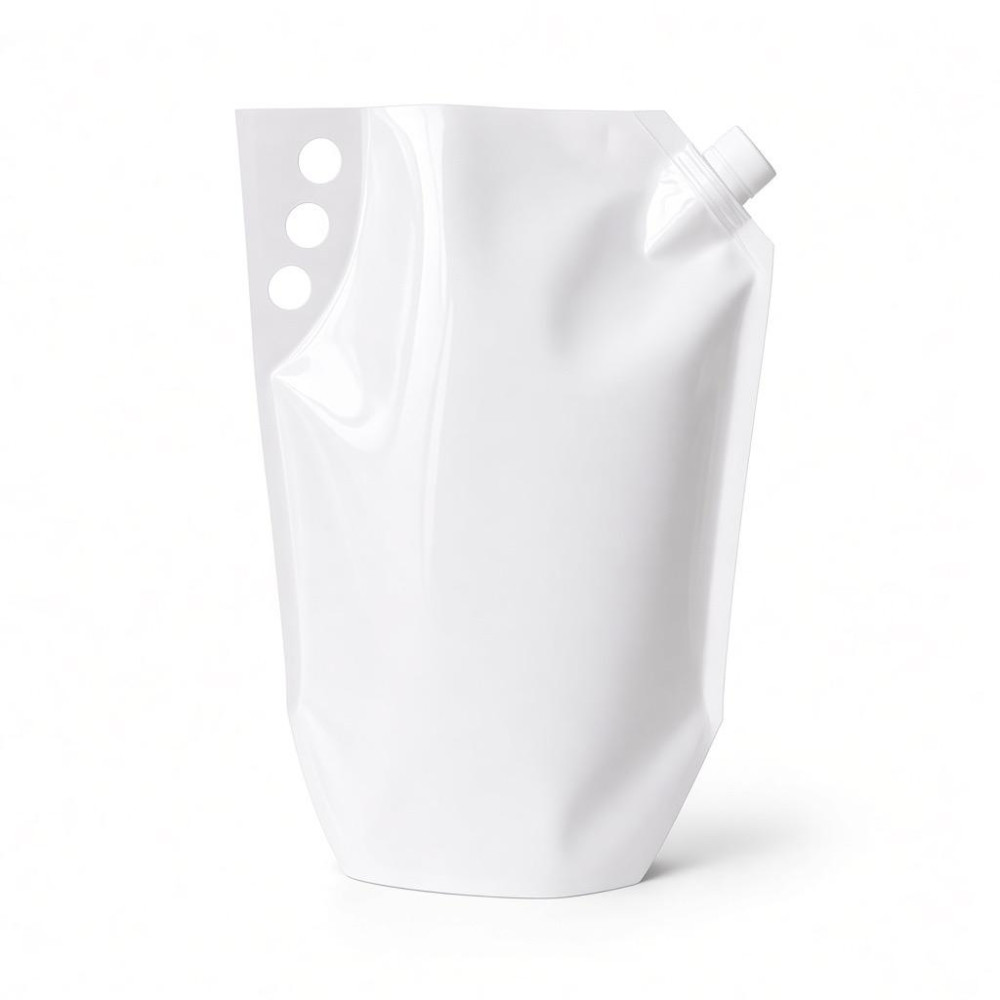 Funda tipo Doypack con válvula y agarradera 28x36 blanca para 4 litros