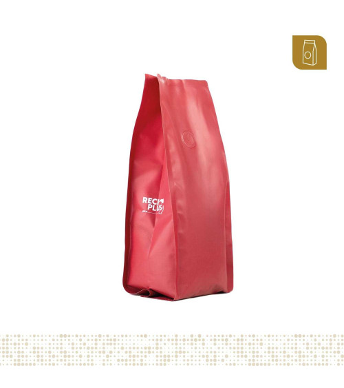 Bolsa flexible 11.5x29 RECIPLUS con válvula y 4 sellos en color vinotinto