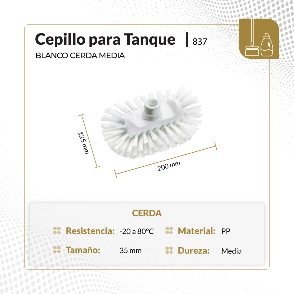 Cepillo para tanque color blanco cerda media