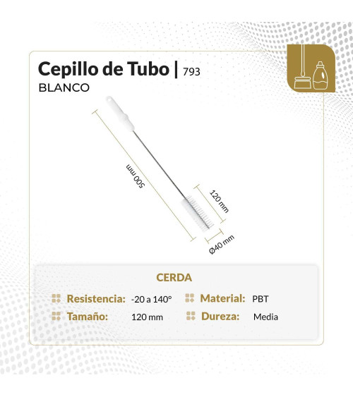 Cepillo para tubos de cerda media color blanco