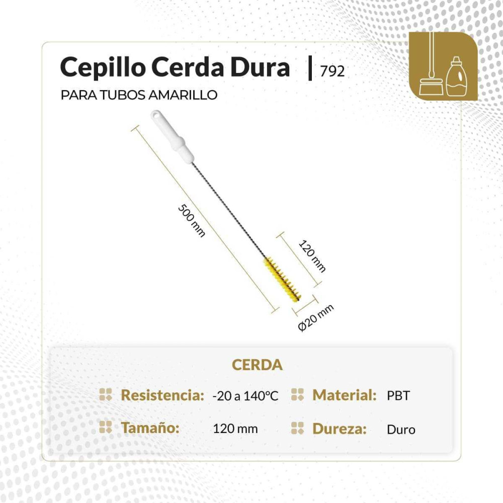 Cepillo para tubos de cerda dura color amarillo