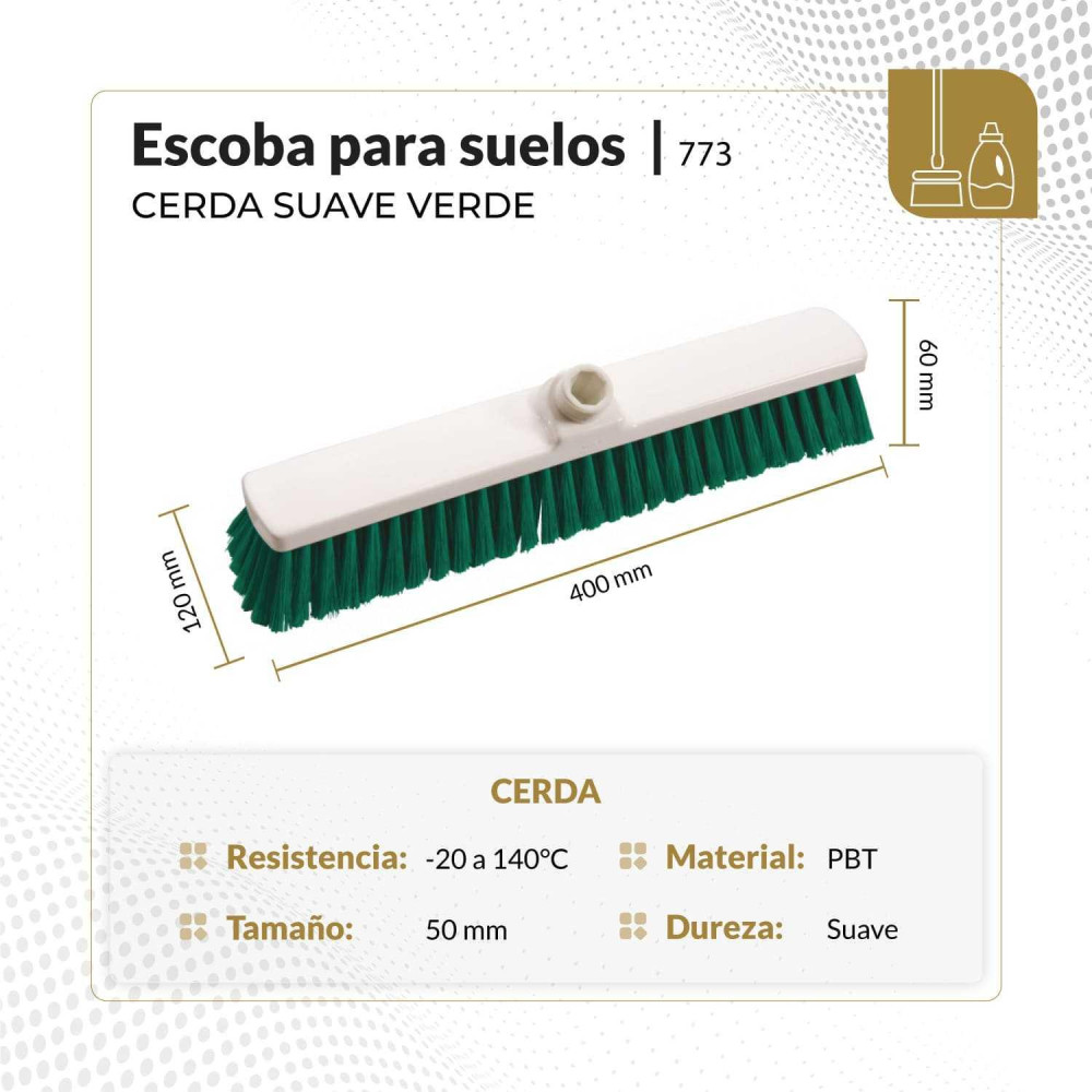Escoba para suelos cerda suave 40 cm color verde