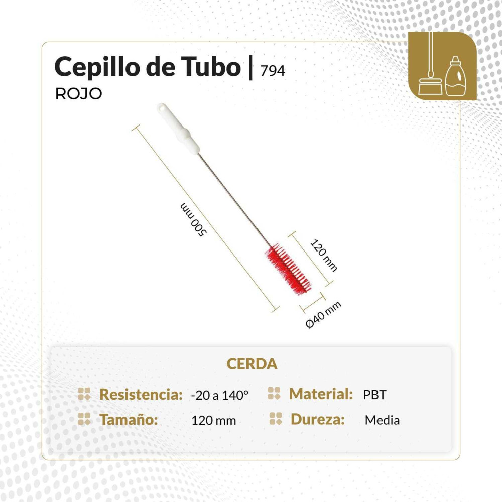 Cepillo para tubos de cerda media color rojo