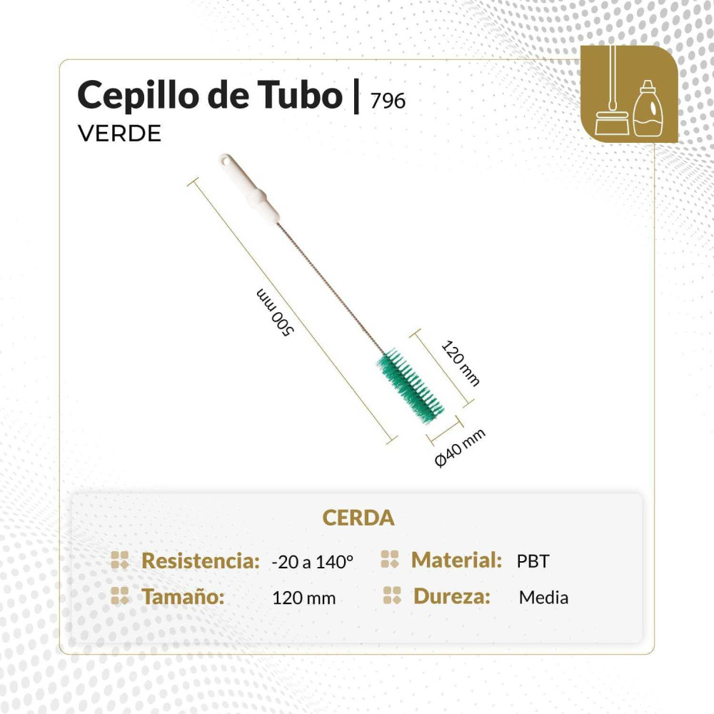 Cepillo para tubos de cerda media color verdes