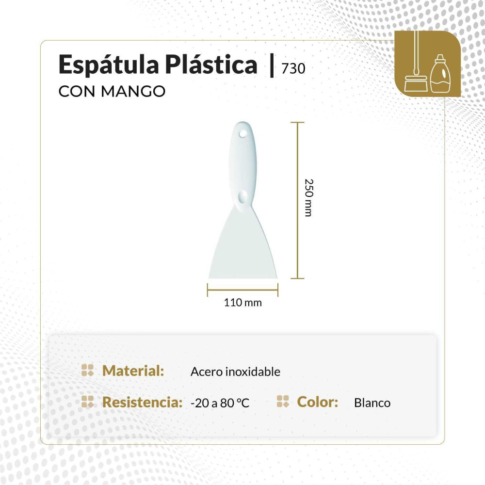 Espatula plastica blanco con mango 205mm 8923