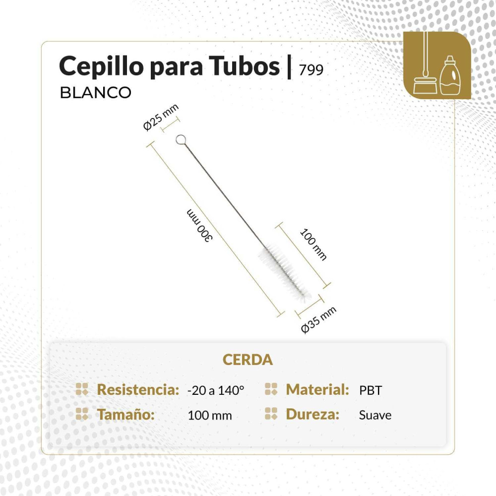 Cepillo para tubos de cerda media color blanco