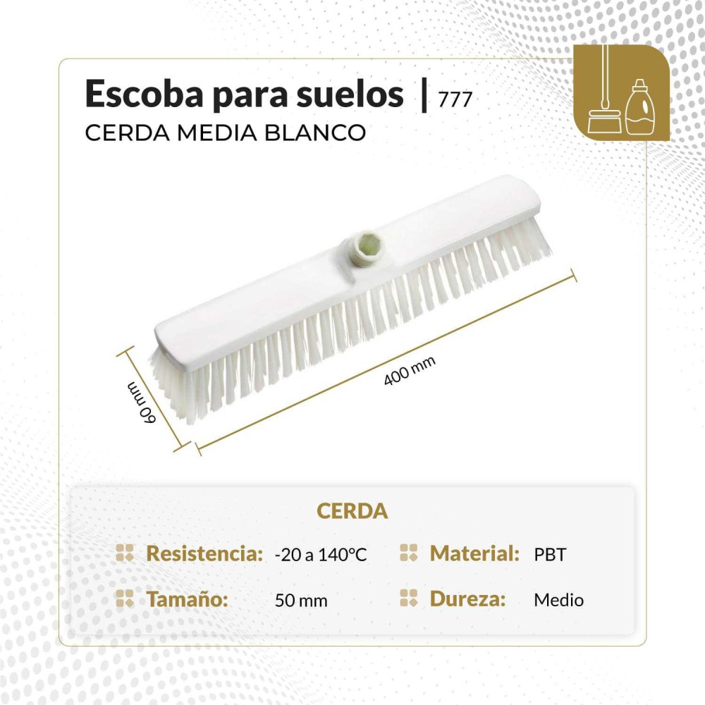 Escoba para suelos cerda media 40 cm color blanco