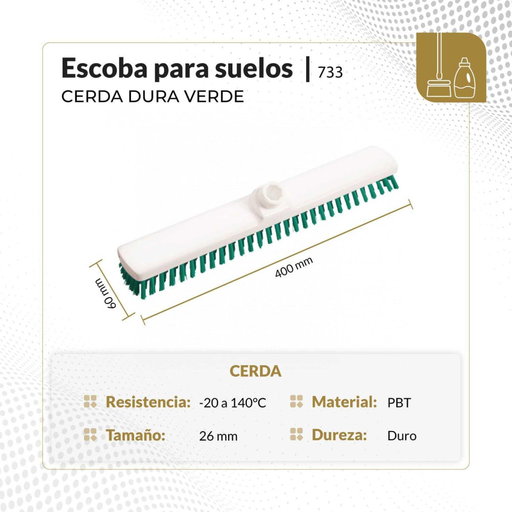 Escoba para suelos cerda dura 40 cm color verde