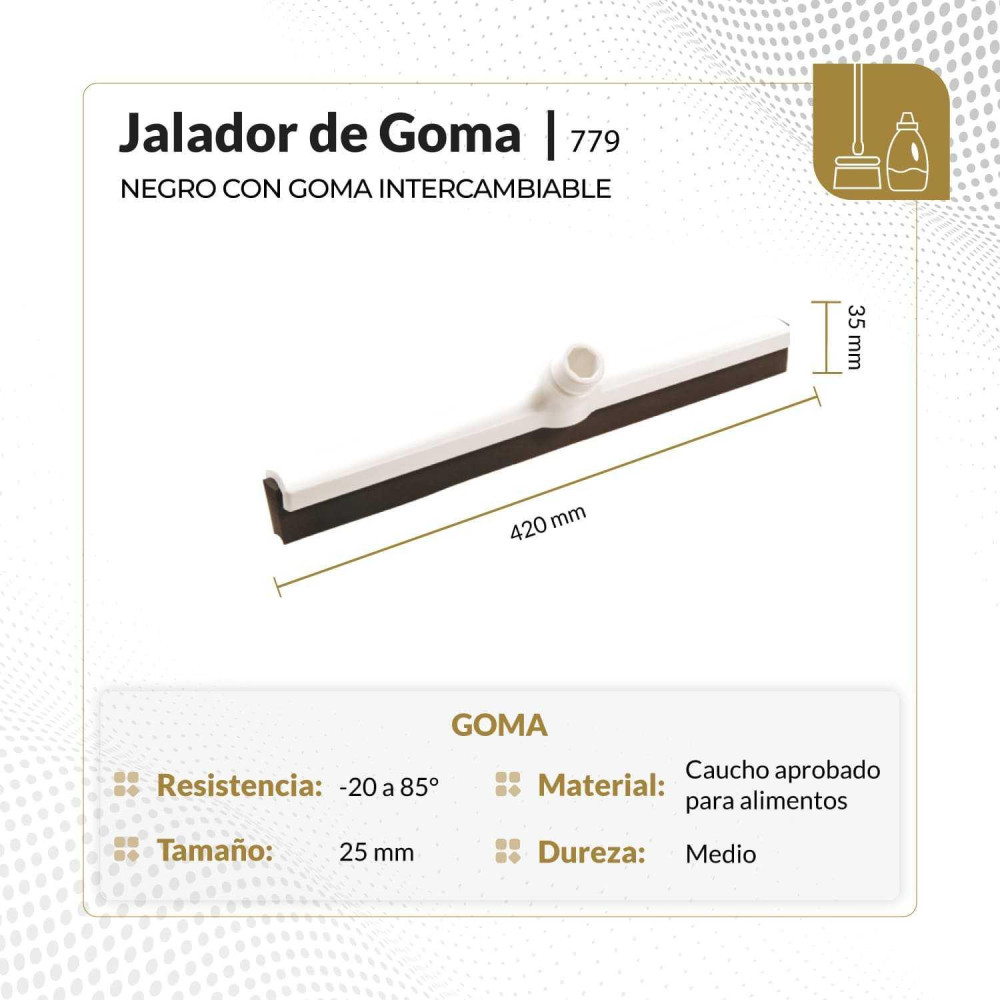 Jalador de  goma negro con goma intercambiable 420x35x80