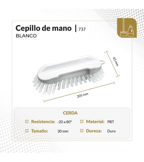 Cepillo para mano con bordes redondos medida: 20.5 cm color blanco