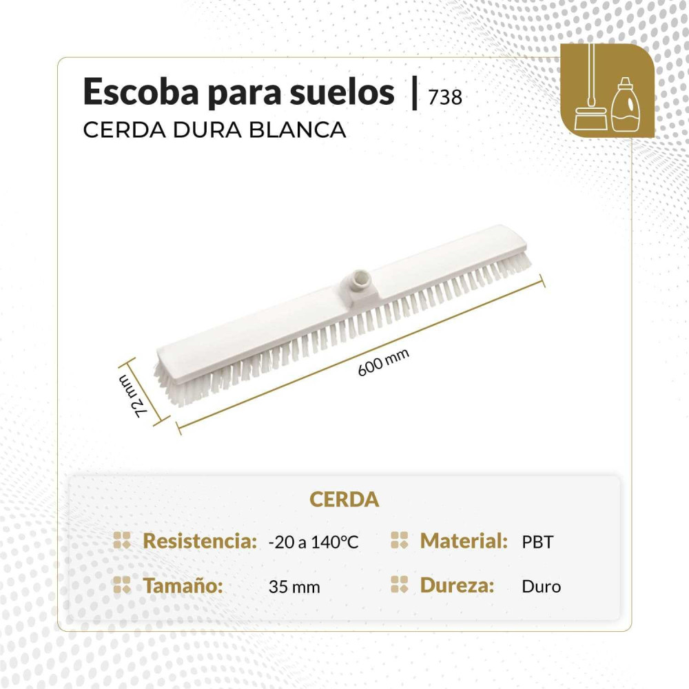 Escoba para suelos cerda dura 60 cm color blanco