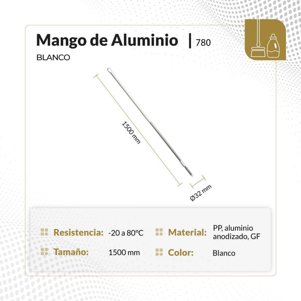 Mango de aluminio color blanco 1500 mm