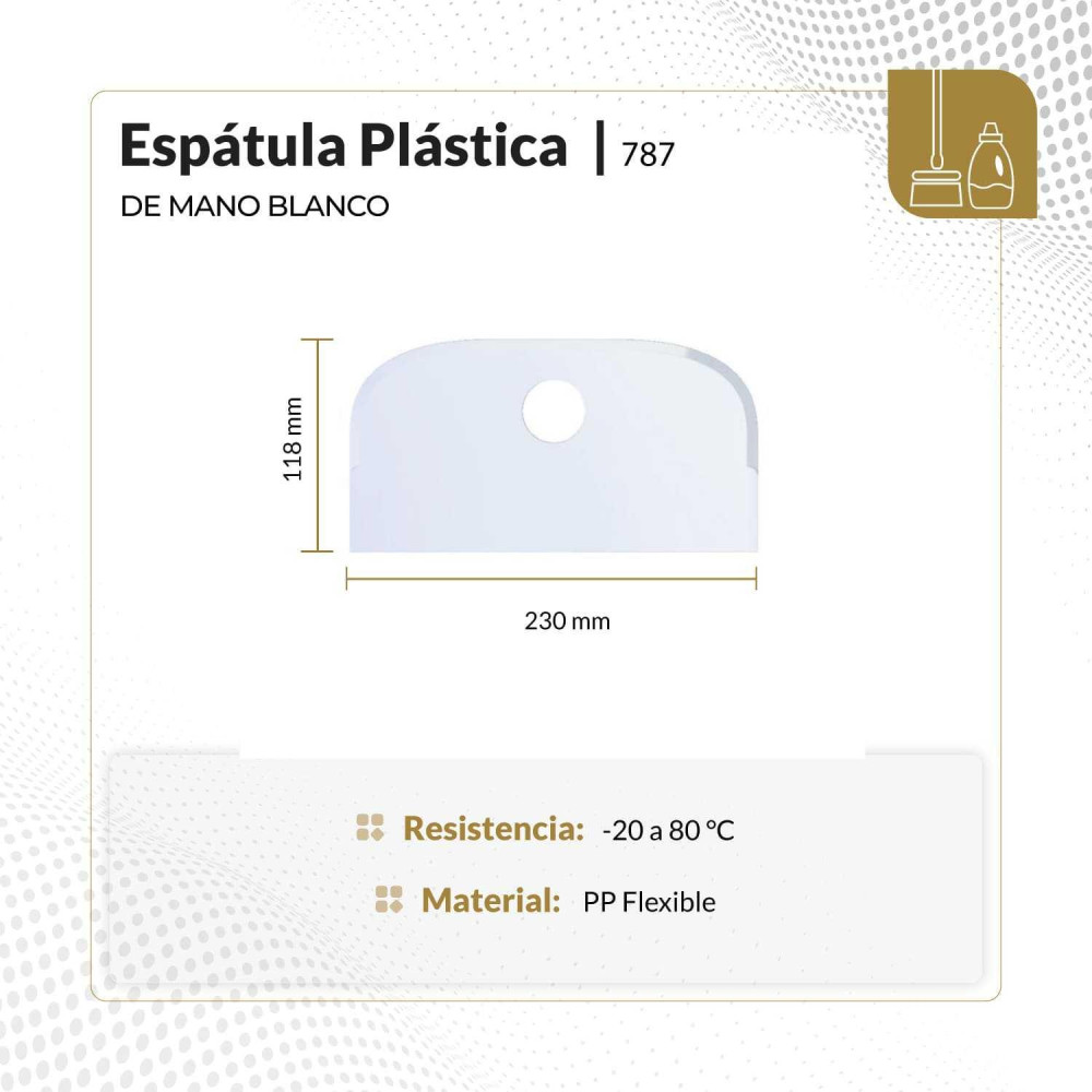 Espatula  plastica de mano blanco 230 x 118 mm