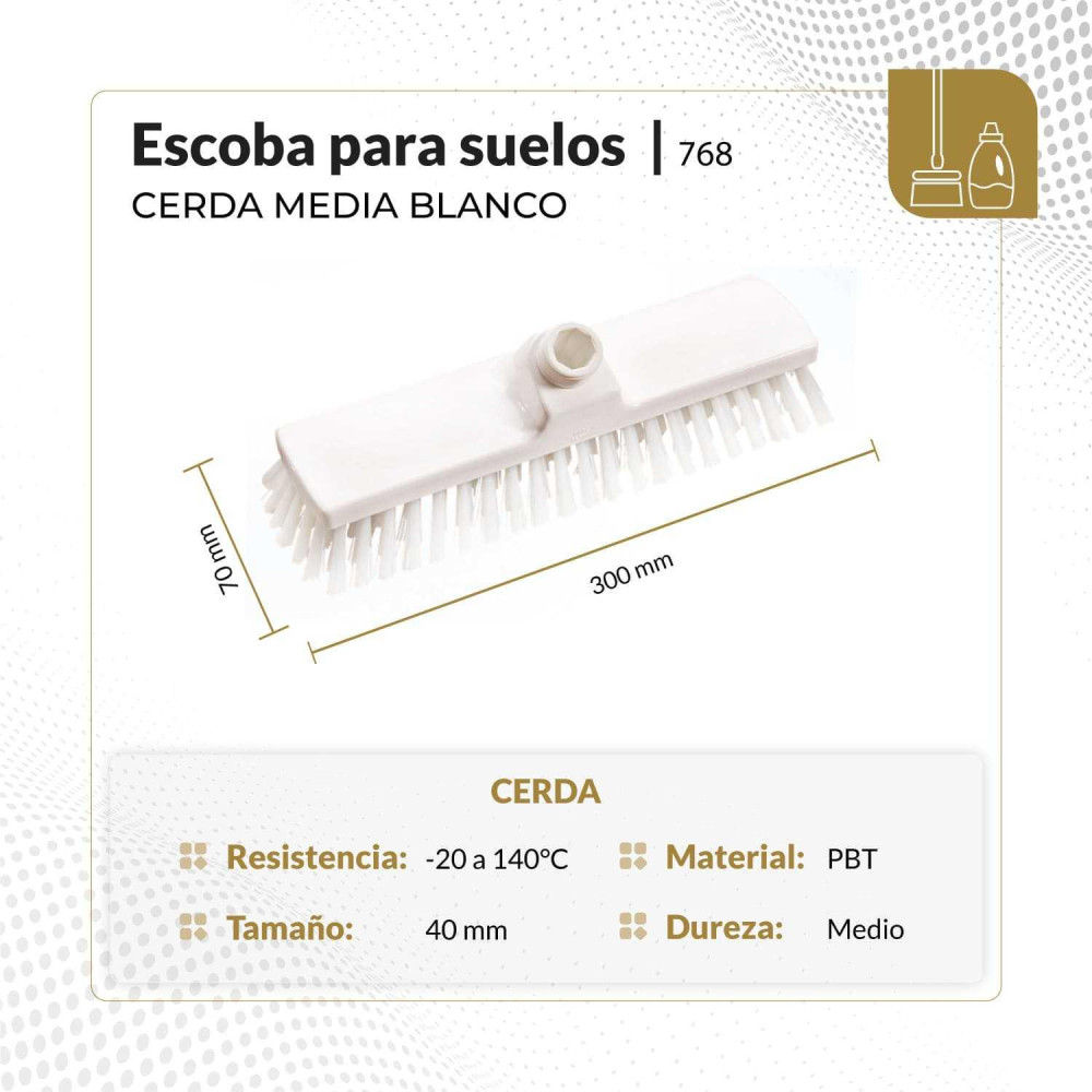 Escoba para suelos cerda media 30 cm color blanco