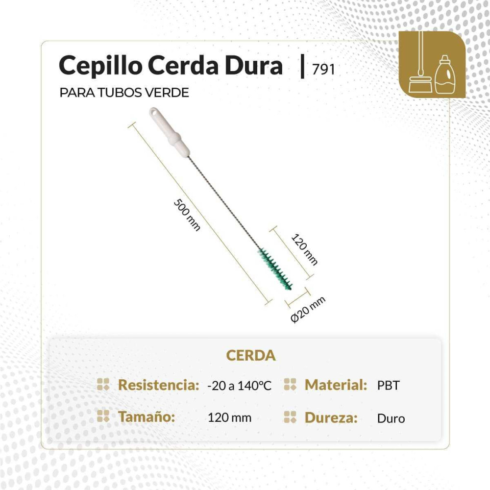 Cepillo para tubos de cerda dura color verde