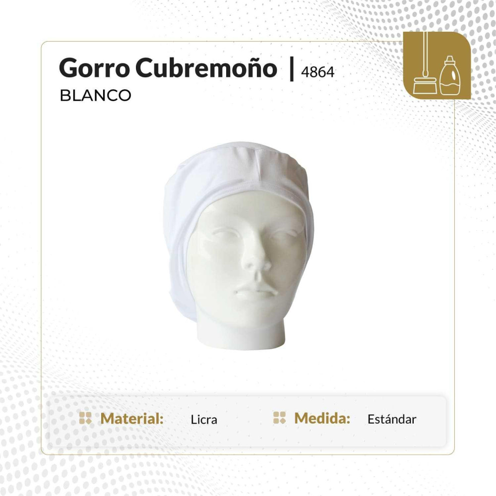 Gorro de licra cubre moño en color blanco 