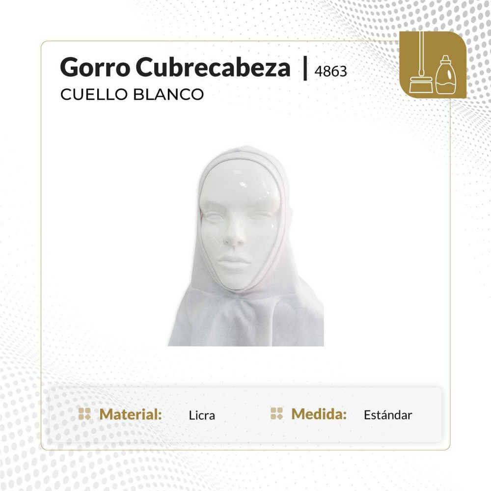 Gorro de licra cubre cabeza y cuello en color blanco