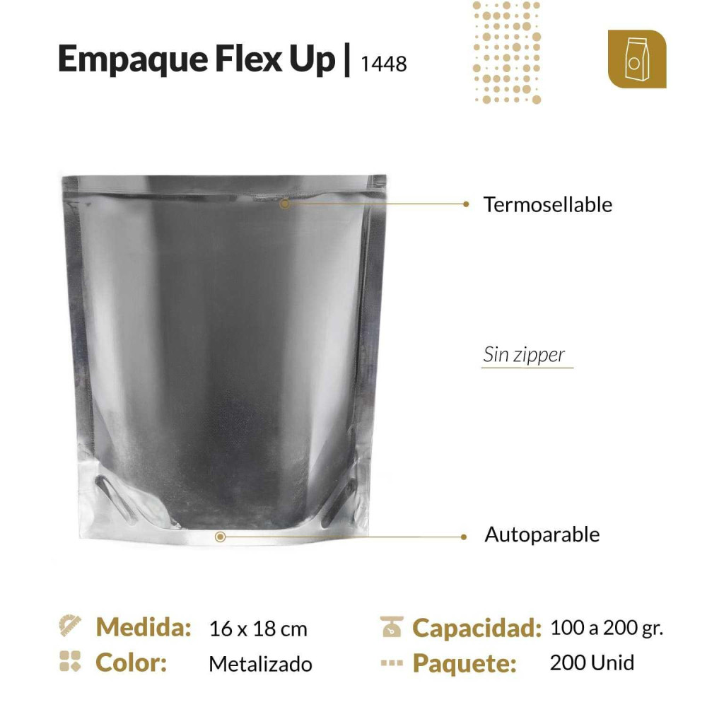 Funda parable tipo Doypack 16x18 cm metalizada sin zipper