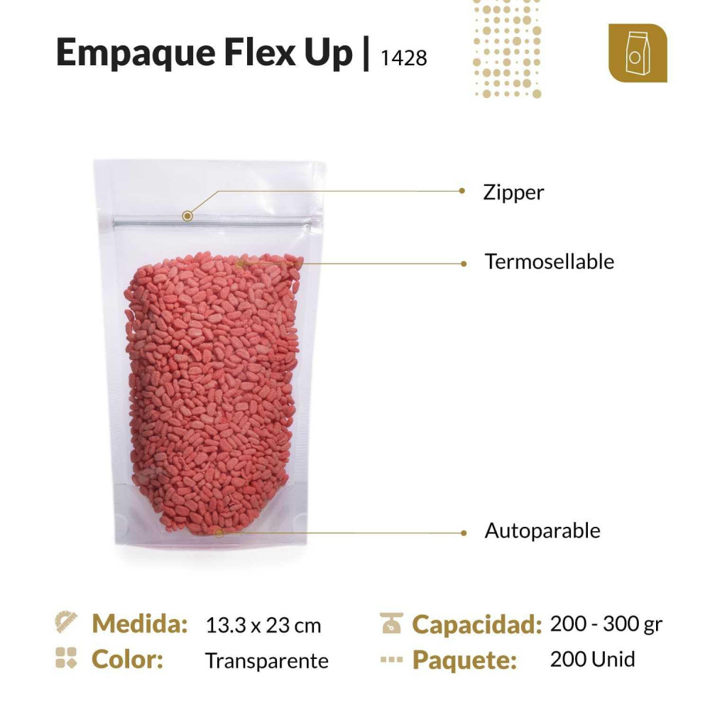 Funda parable tipo Doypack 13.3x23 transpartente con zipper 