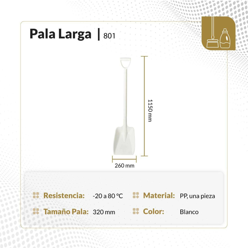 Pala larga pequeña gruesa  blanca 320X260X1150 mm