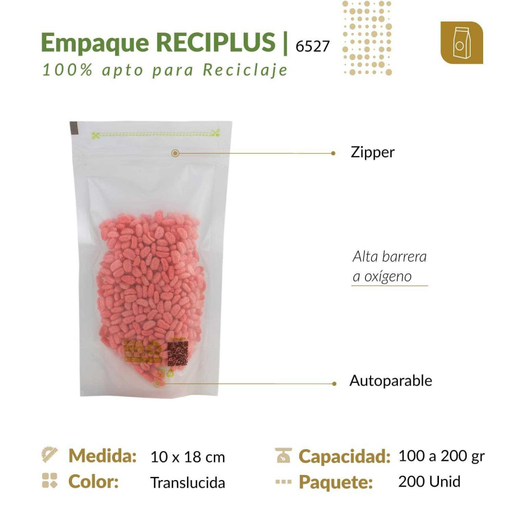 Bolsa 10x18 flex up zipper reciclable alta barrera