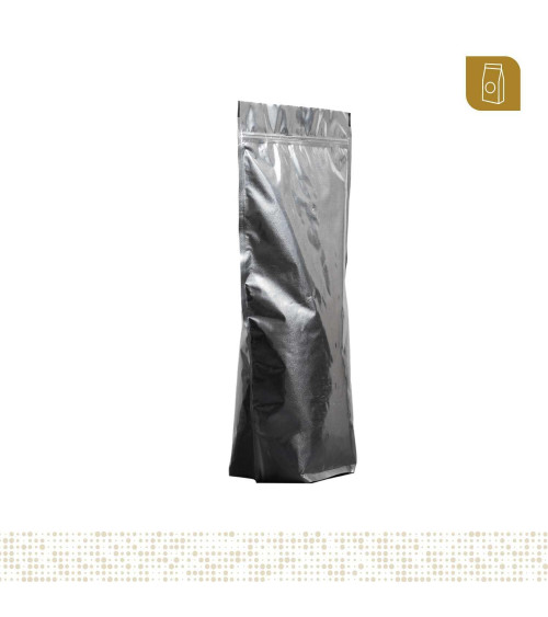 Funda parable tipo Doypack 25x44 metalizada (foil de aluminio) con válvula desgasificadora para café