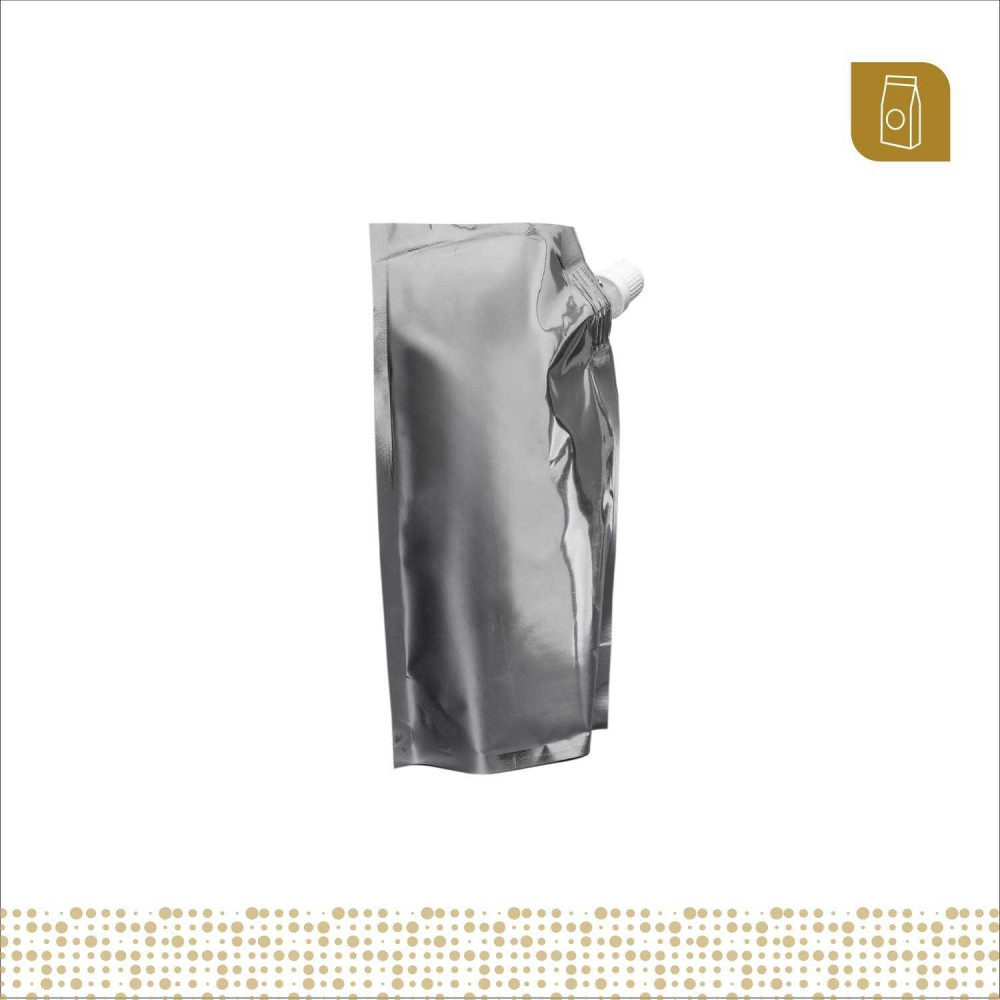 Funda parable tipo Doypack 13.3x21 cm metalizada con válvula para liquidos