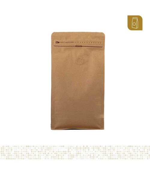 Funda 13.5x26 para café con zipper y válvula desgasificadora papel kraft capacidad 400 a 500 gr