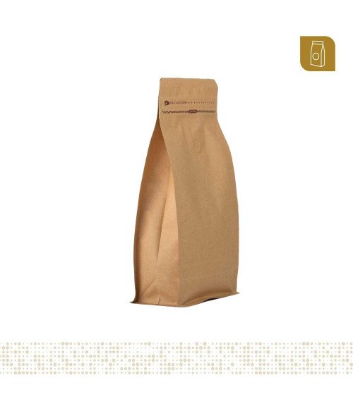Funda 13.5x26 para café con zipper y válvula desgasificadora papel kraft capacidad 400 a 500 gr