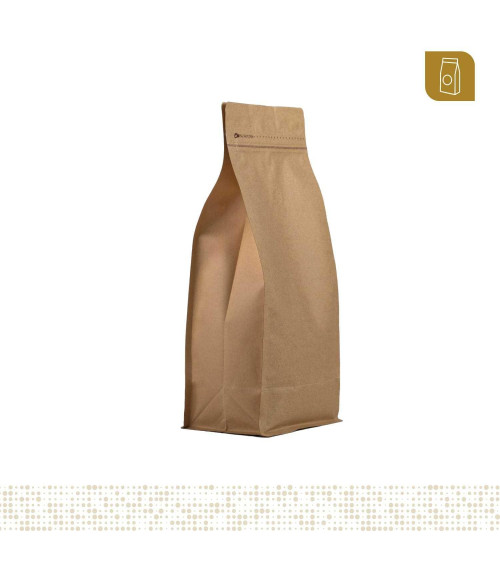 Funda 15x32.5 para café con zipper y válvula desgasificadora acabado papel kraft capacidad 1000 gr