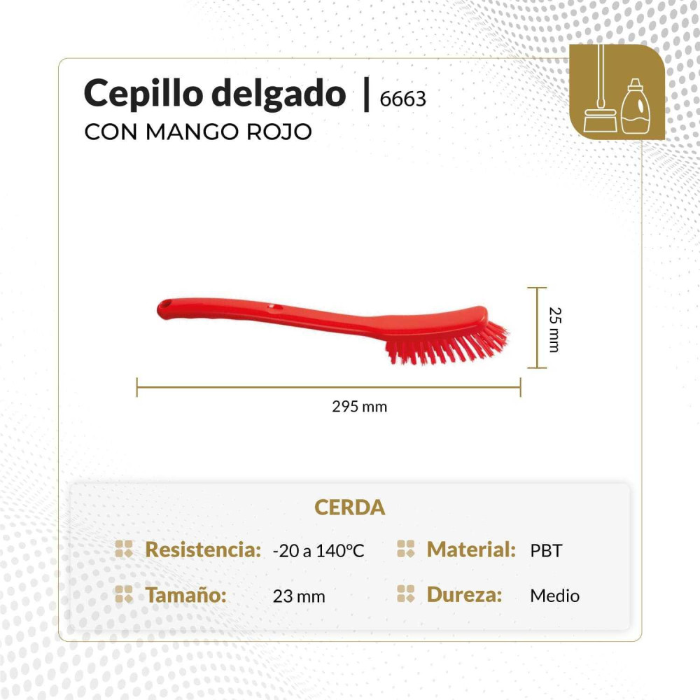 Cepillo delgado con mango rojo