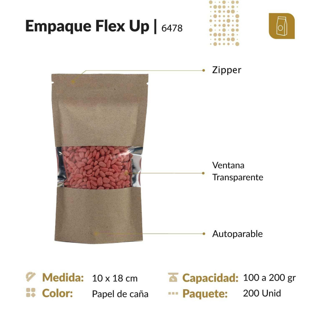 Bolsa 10x18 FLEX UP con zipper, papel