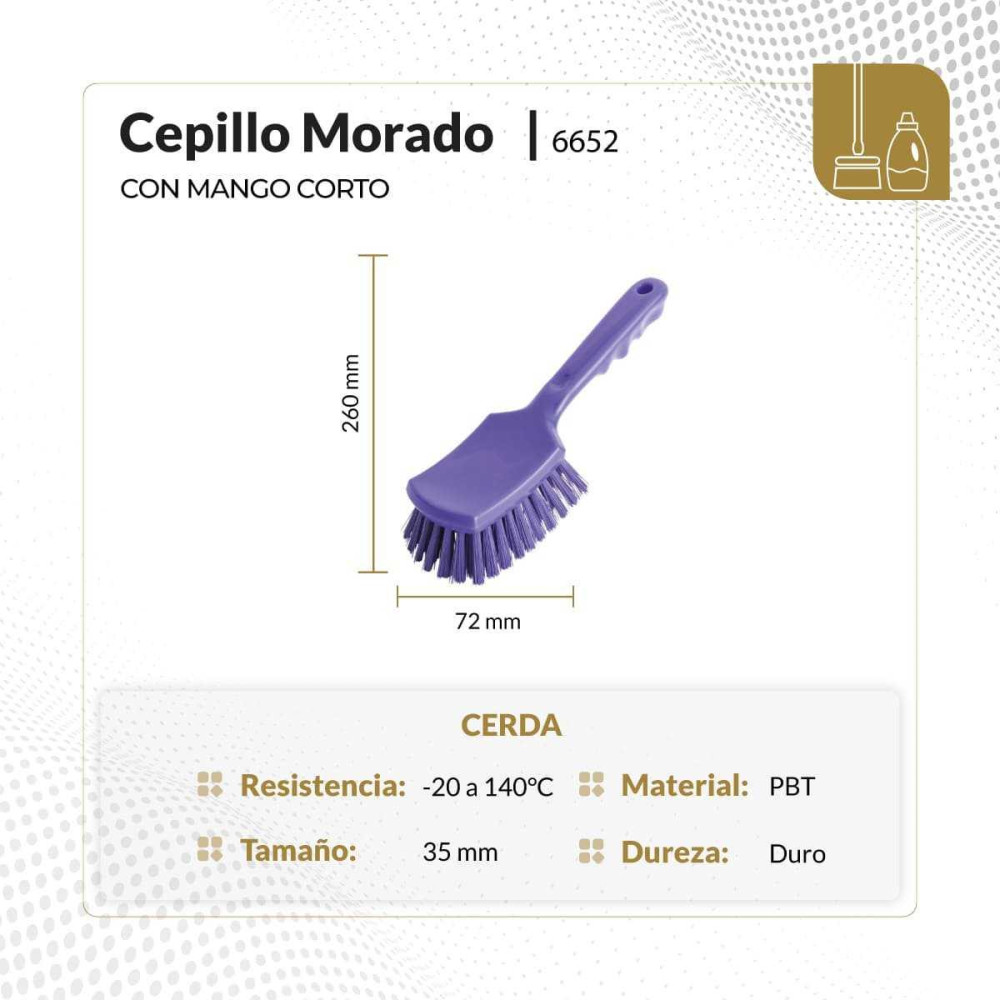 Cepillo morado con mango corto